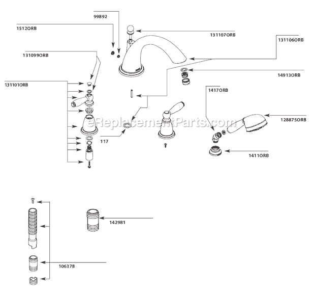 Moen T924ORB Tub and Shower Faucet Page A Diagram