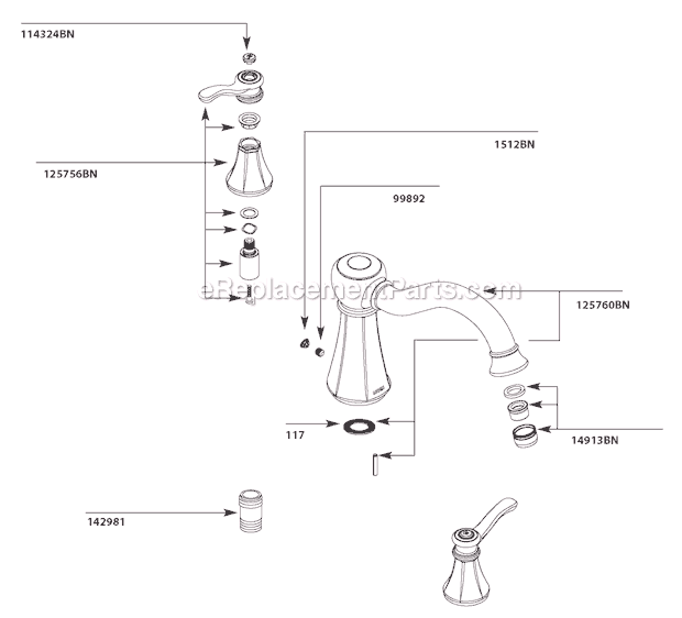 Moen T932BN Tub and Shower Faucet Page A Diagram
