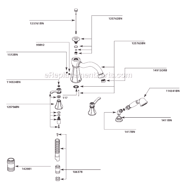 Moen T934BN Tub and Shower Faucet Page A Diagram