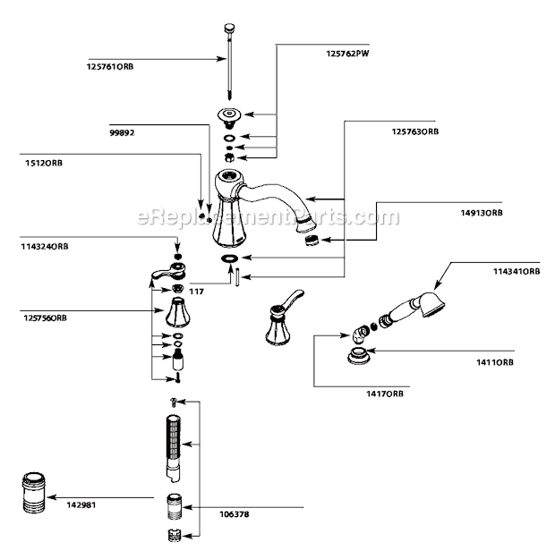 Moen T934ORB Tub and Shower Faucet Page A Diagram