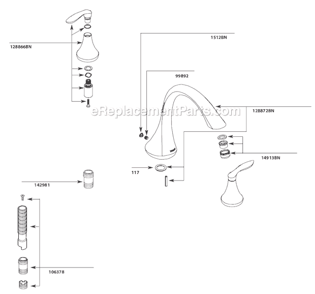 Moen T943BN Tub and Shower Faucet Page A Diagram