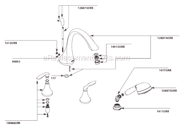 Moen T944ORB Tub and Shower Faucet Page A Diagram