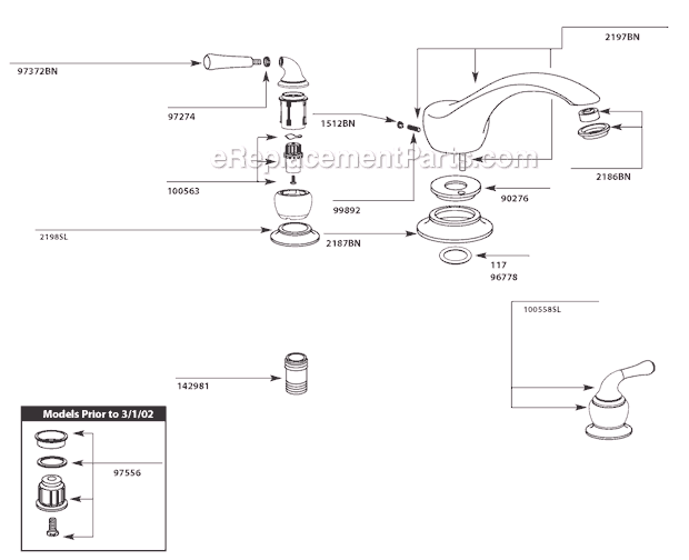 Moen T951BN Tub and Shower Faucet Page A Diagram