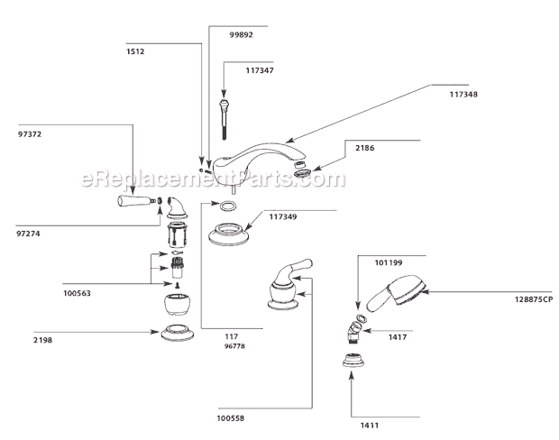 Moen T953CP Tub and Shower Faucet Page A Diagram