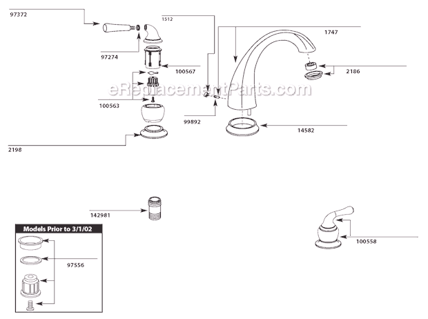 Moen T954 Tub and Shower Faucet Page A Diagram