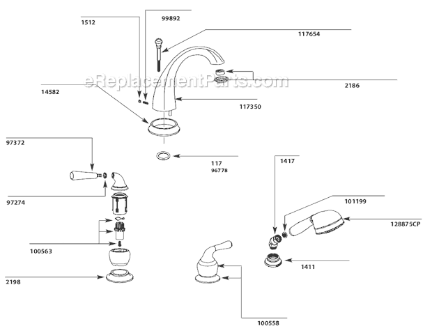 Moen T956CP Tub and Shower Faucet Page A Diagram