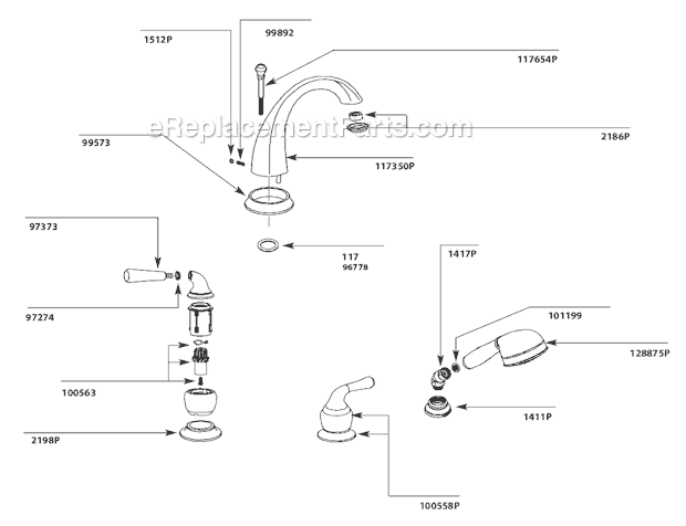 Moen T956P Tub and Shower Faucet Page A Diagram