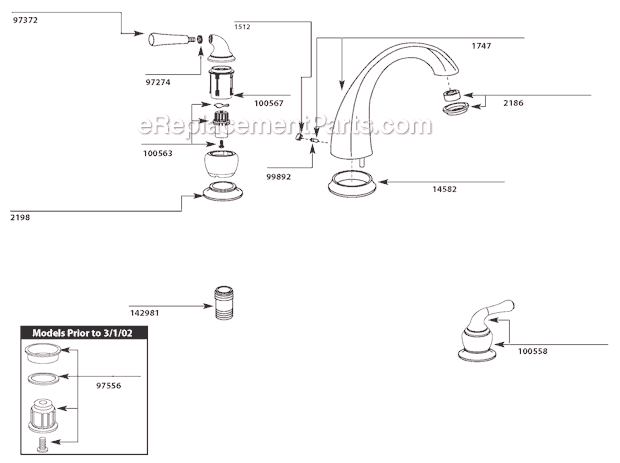Moen T956 Tub and Shower Faucet Page A Diagram