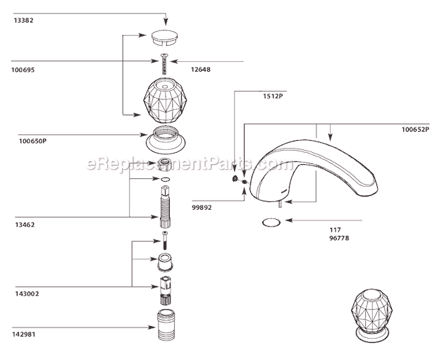 Moen T999P Tub and Shower Faucet Page A Diagram