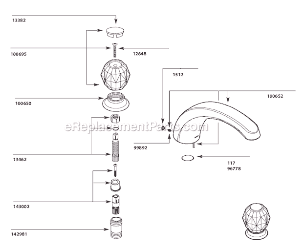 Moen T999 Tub and Shower Faucet Page A Diagram
