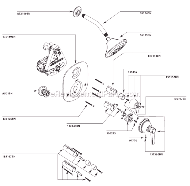 Moen TS203BN Vertical Spa System Page A Diagram