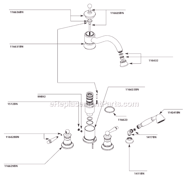 Moen TS213BN Tub and Shower Faucet Page A Diagram