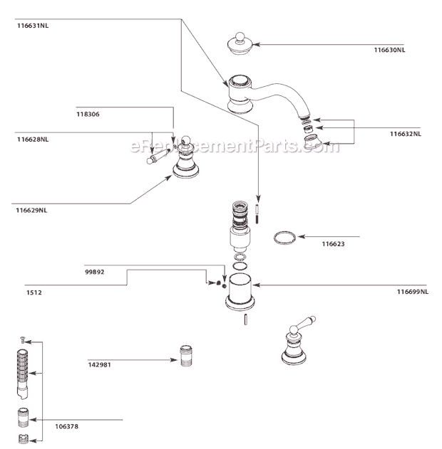 Moen TS214NL Tub and Shower Faucet Page A Diagram