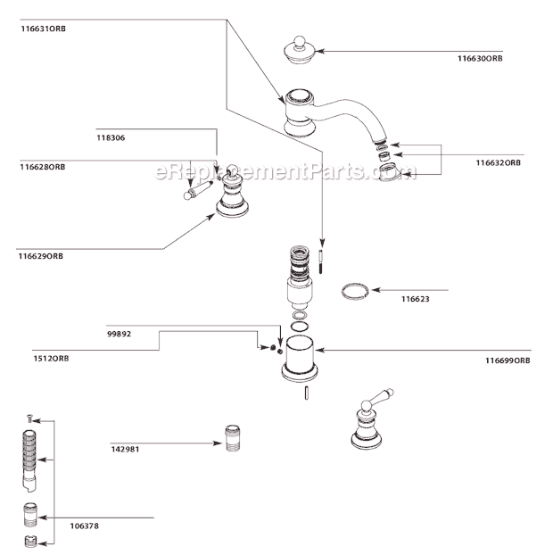 Moen TS214ORB Tub and Shower Faucet Page A Diagram
