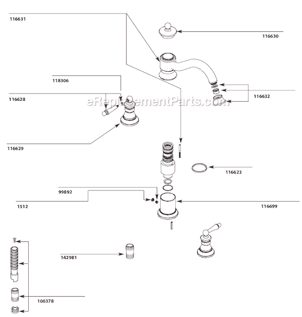 Moen TS214 Tub and Shower Faucet Page A Diagram