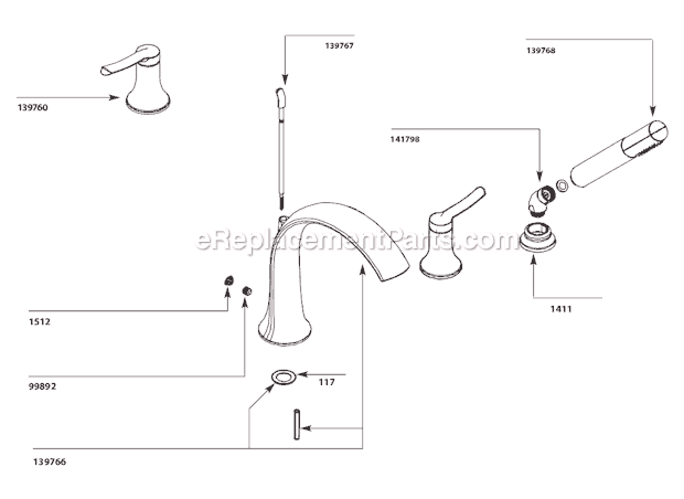 Moen TS21704 Tub and Shower Faucet Page A Diagram