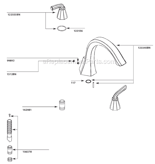 Moen TS243BN Tub and Shower Faucet Page A Diagram