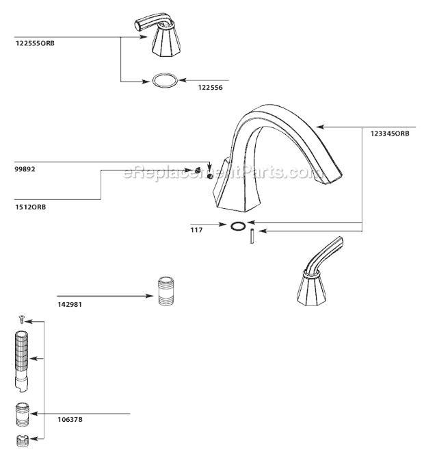 Moen TS243ORB Tub and Shower Faucet Page A Diagram