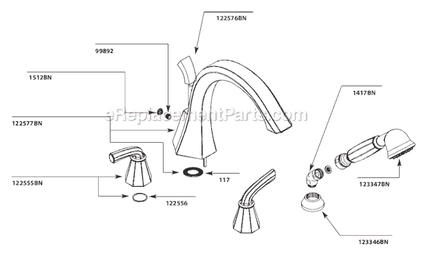 Moen TS244BN Tub and Shower Faucet Page A Diagram