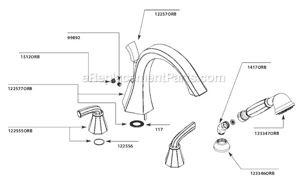 Moen TS244ORB Tub and Shower Faucet Page A Diagram