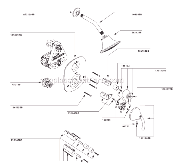 Moen TS283BB Vertical Spa System Page A Diagram