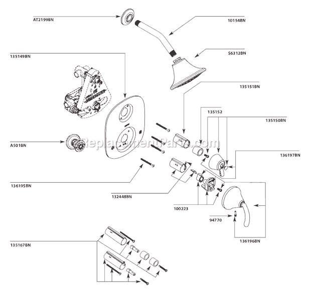 Moen TS283BN Vertical Spa System Page A Diagram