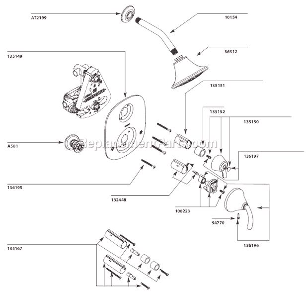Moen TS283 Vertical Spa System Page A Diagram