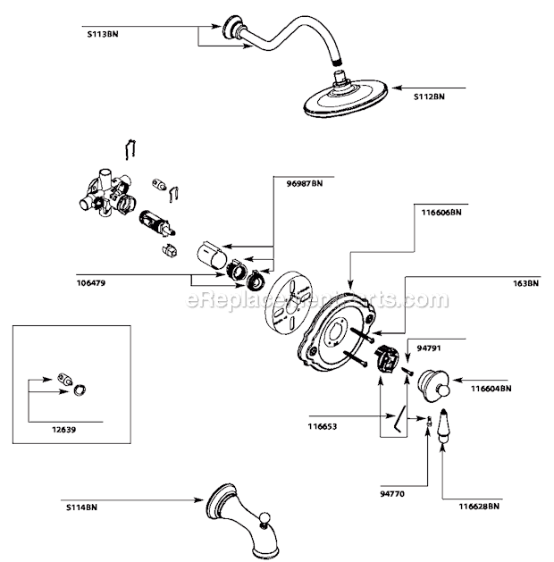 Moen TS310BN Tub and Shower Faucet Page A Diagram
