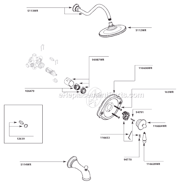 Moen TS310WR Tub and Shower Faucet Page A Diagram