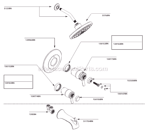 Moen TS31710BN Tub and Shower Faucet Page A Diagram