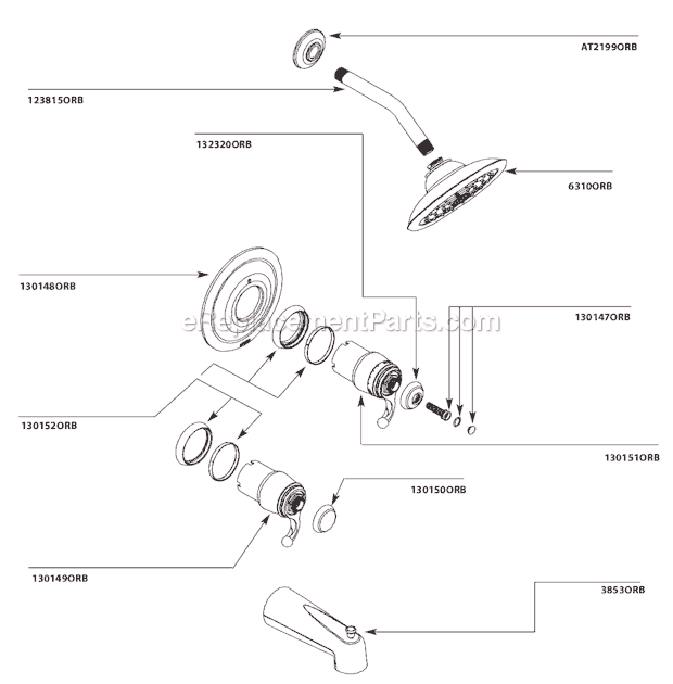 Moen TS3400ORB Tub and Shower Faucet Page A Diagram