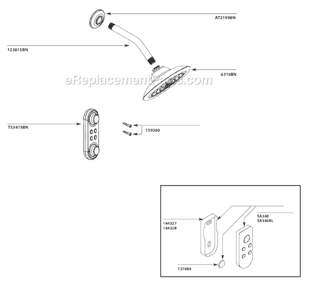 Moen TS3405BN Tub and Shower Faucet Page A Diagram
