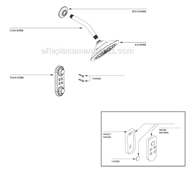 Moen TS3405ORB Tub and Shower Faucet Page A Diagram