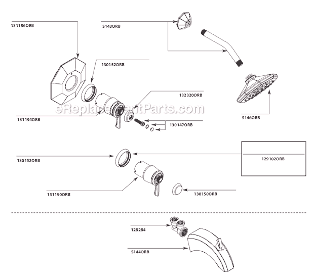 Moen TS3410ORB Tub and Shower Faucet Page A Diagram