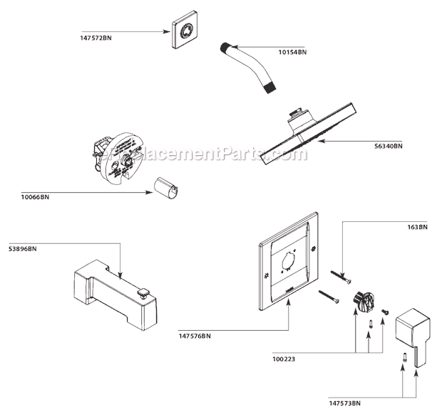 Moen TS3711BN Tub and Shower Faucet Page A Diagram