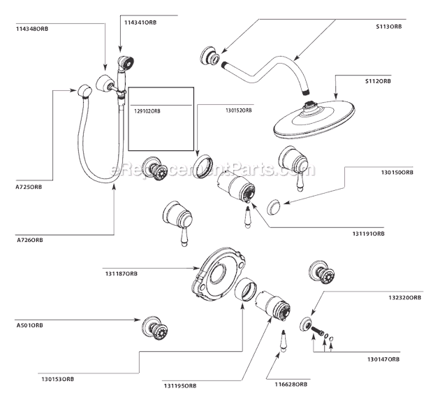 Moen TS516ORB Tub and Shower Faucet Page A Diagram