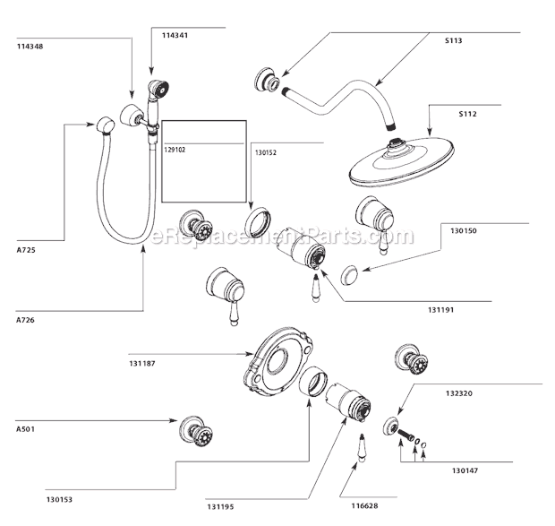 Moen TS516 Tub and Shower Faucet Page A Diagram