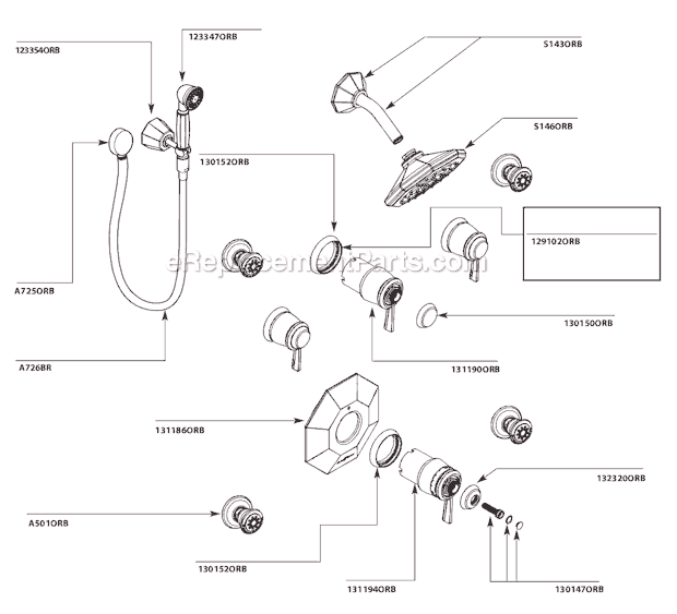 Moen TS546ORB Tub and Shower Faucet Page A Diagram