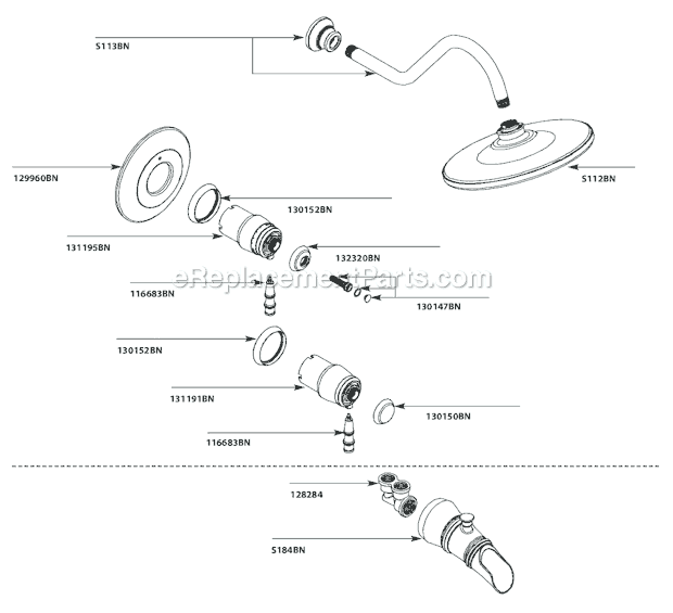 Moen TS88110BN Tub and Shower Faucet Page A Diagram