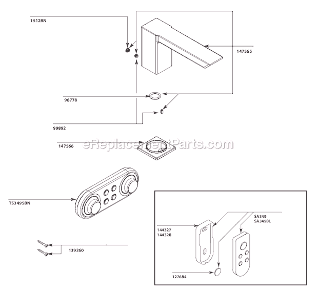 Moen TS9031BN Tub and Shower Faucet Page A Diagram