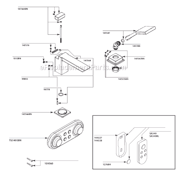 Moen TS9041BN Tub and Shower Faucet Page A Diagram