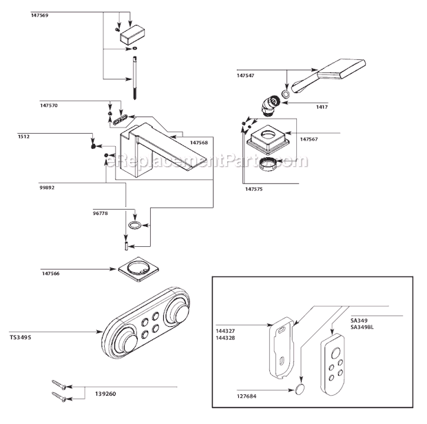Moen TS9041 Tub and Shower Faucet Page A Diagram