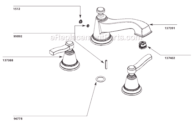 Moen TS923 Tub and Shower Faucet Page A Diagram