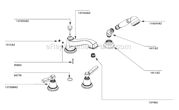 Moen TS925AZ Tub and Shower Faucet Page A Diagram