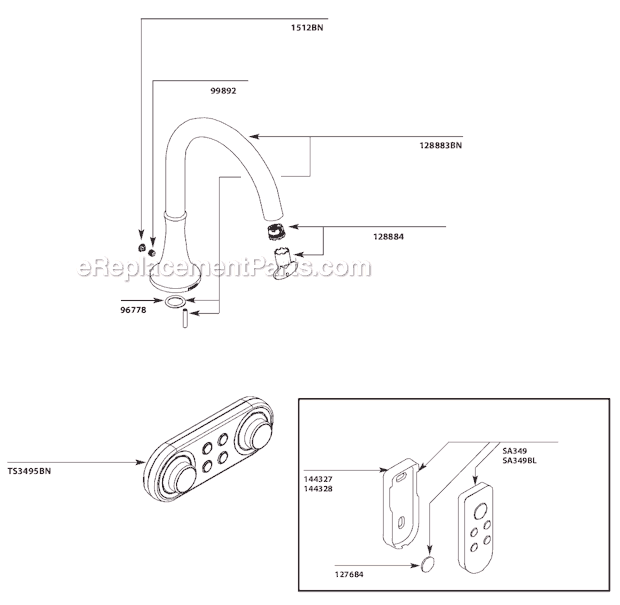Moen TS9621BN Tub and Shower Faucet Page A Diagram