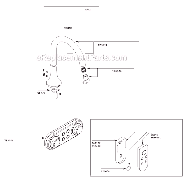 Moen TS9621 Tub and Shower Faucet Page A Diagram