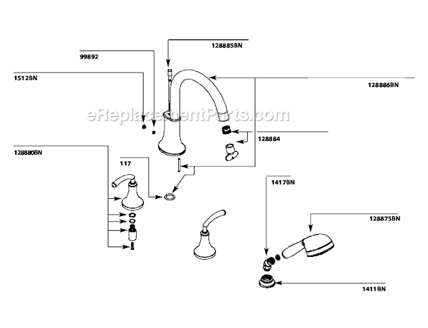 Moen TS964BN Tub and Shower Faucet Page A Diagram