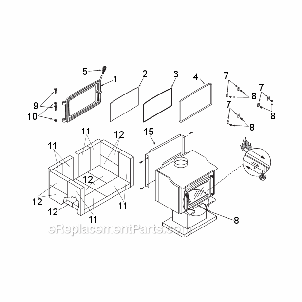Monessen WR247001 High Efficiency Wood Stove Page A Diagram