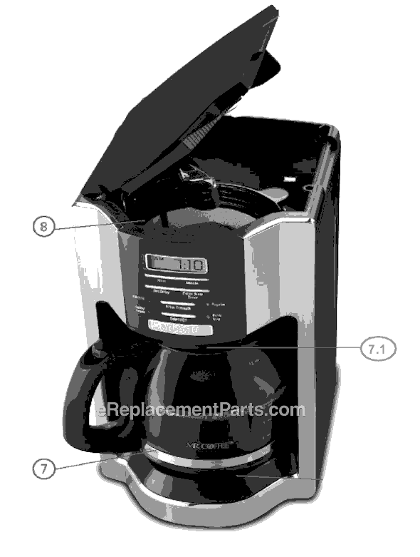 Mr. Coffee BVMC-EHX33CP Coffee Maker Page A Diagram
