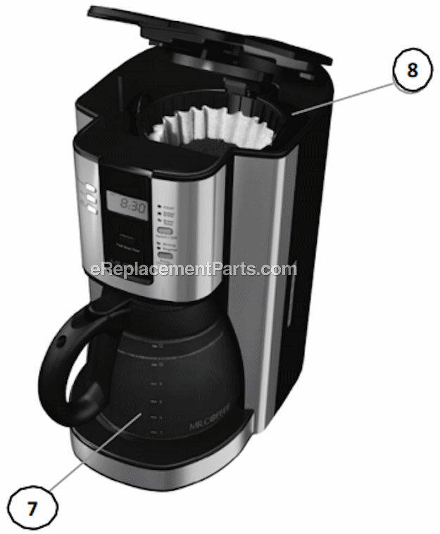 Mr. Coffee BVMC-TJX37 12 Cup Programmable Coffee Maker Page A Diagram